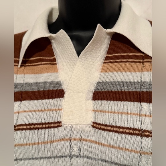 Vtg 1970s Anderson Little Co. Striped Polo Collared Knit Sweater EUC Womens Sz L - Picture 2 of 4